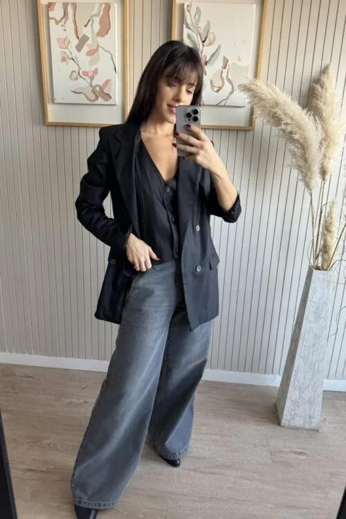 Alternative view of JEAN WIDE LEG SOFI GREY